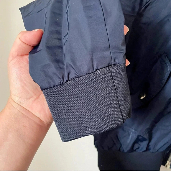 Free People Midnight Satin Bomber Jacket Navy Blue Medium - Picture 12 of 12